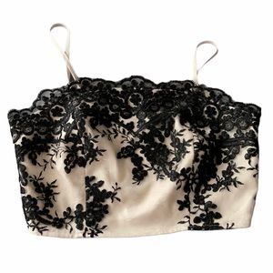 Forever 21 cream and black  lace crop top. Size S